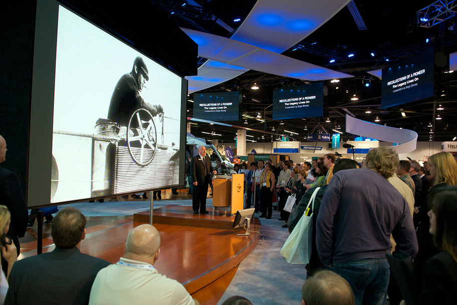 Sergei, the son of founding genius, Igor Sikorsky holds the crowd captive as he tells of the companies rich past through his personal stories.