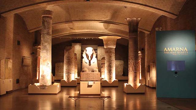 Stunning objects from the UPENN Museum's Egyptian collection greet visitors at the entry to the Amarna exhibit.