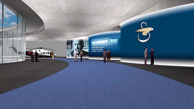 Galleries peel off to the righ of the main foyer, to the left is the opening of the oculus to the circular window to the sky above.