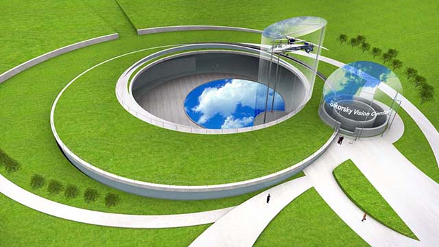 McMillan Group's design for the museum using concentric circles that flow below ground into the exhibition space.