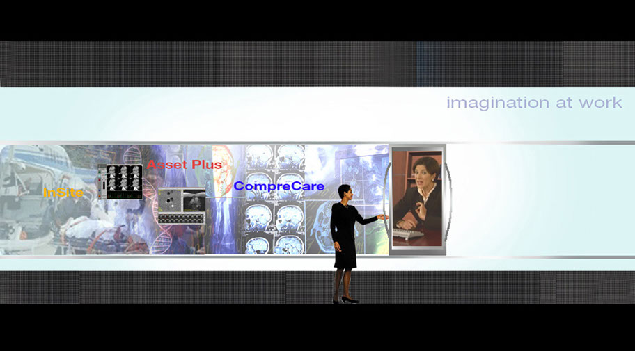 A sliding LED screen changes as it's position is moved and reveals layers of other information following in it's wake.